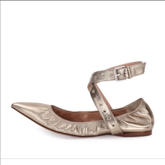 VALENTINO Love Latch metallic leather point-toe flats - Picture 2 of 14